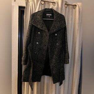 Calvin Klein Black Tweed Pea Coat